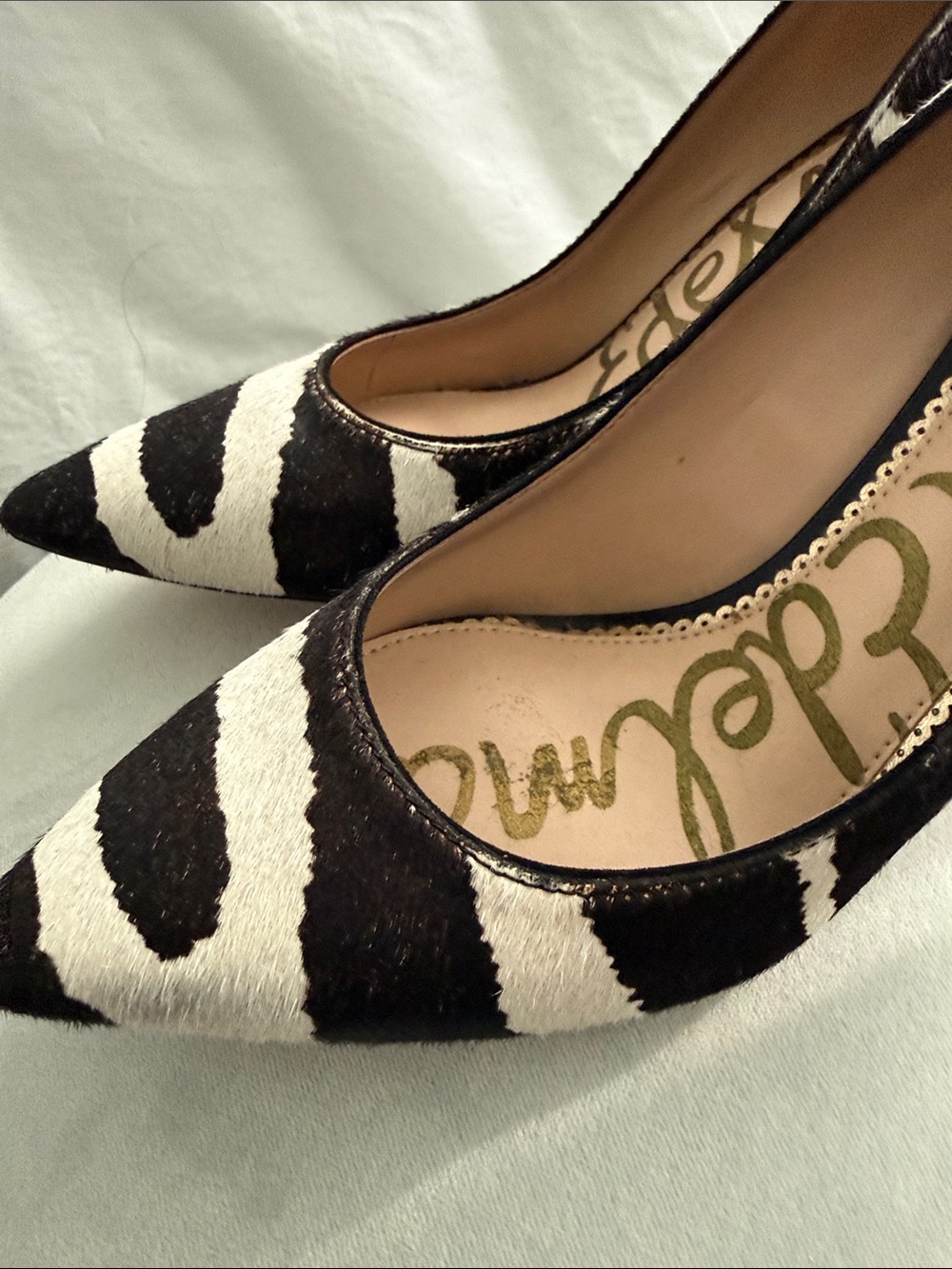Sam Edelman Black & White Zebra Print Pointed Toe Heels - Picture 5 of 11